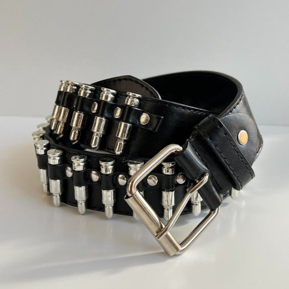 Y2K 2000s bullet-studded black belt - Picture 4 of 8